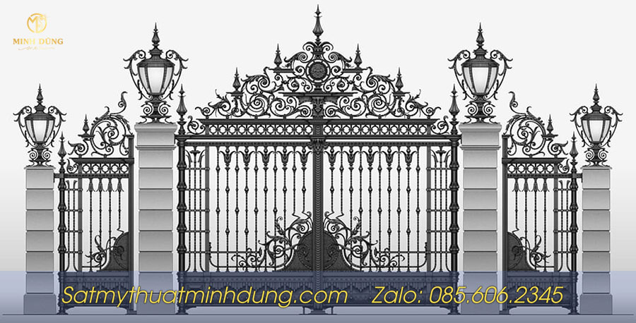 Mẫu cửa cổng sắt mỹ thuật đẹp