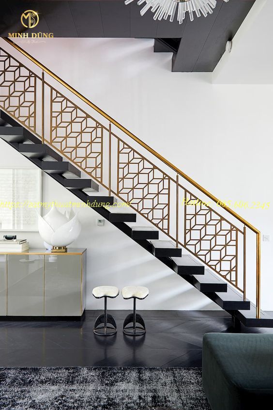 Mẫu lan can cầu thang sắt CNC