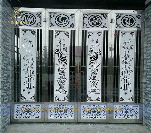Mẫu cổng Inox 4 cánh đẹp
