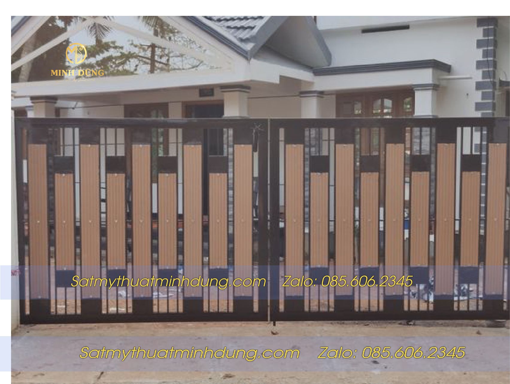 Cổng sắt giả gỗ