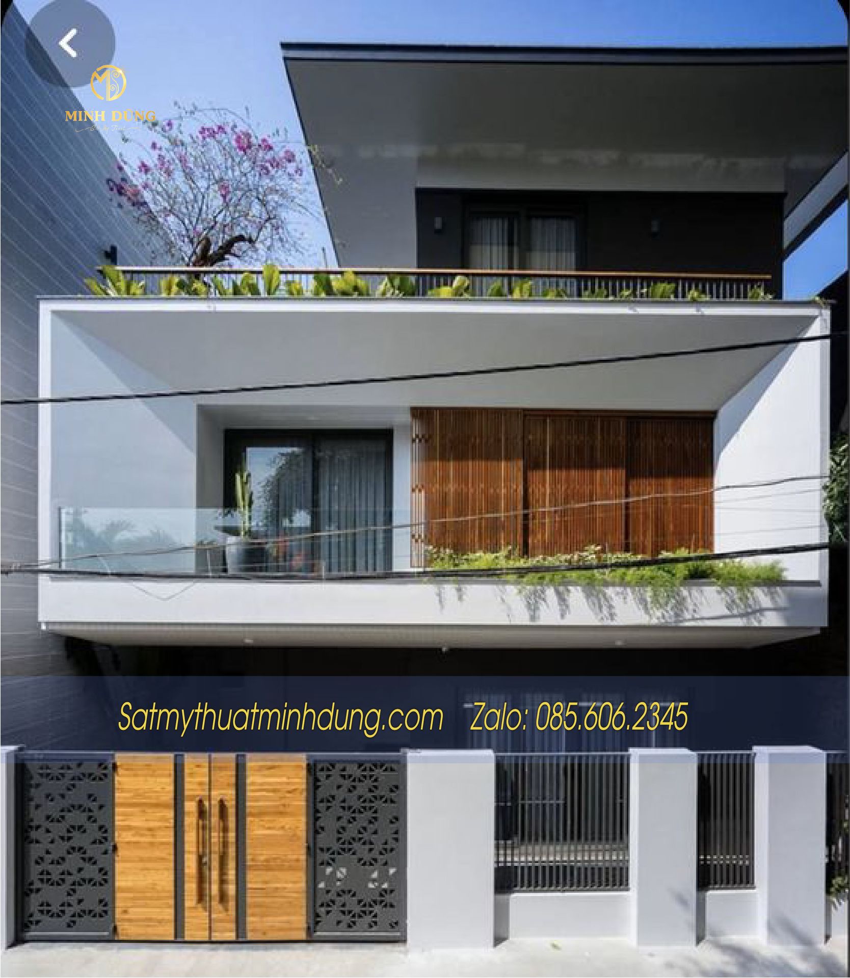 Mẫu cổng sắt giả gỗ đẹp