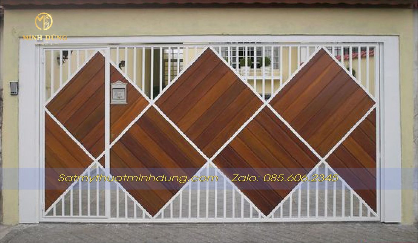 Cổng sắt giả gỗ nhựa