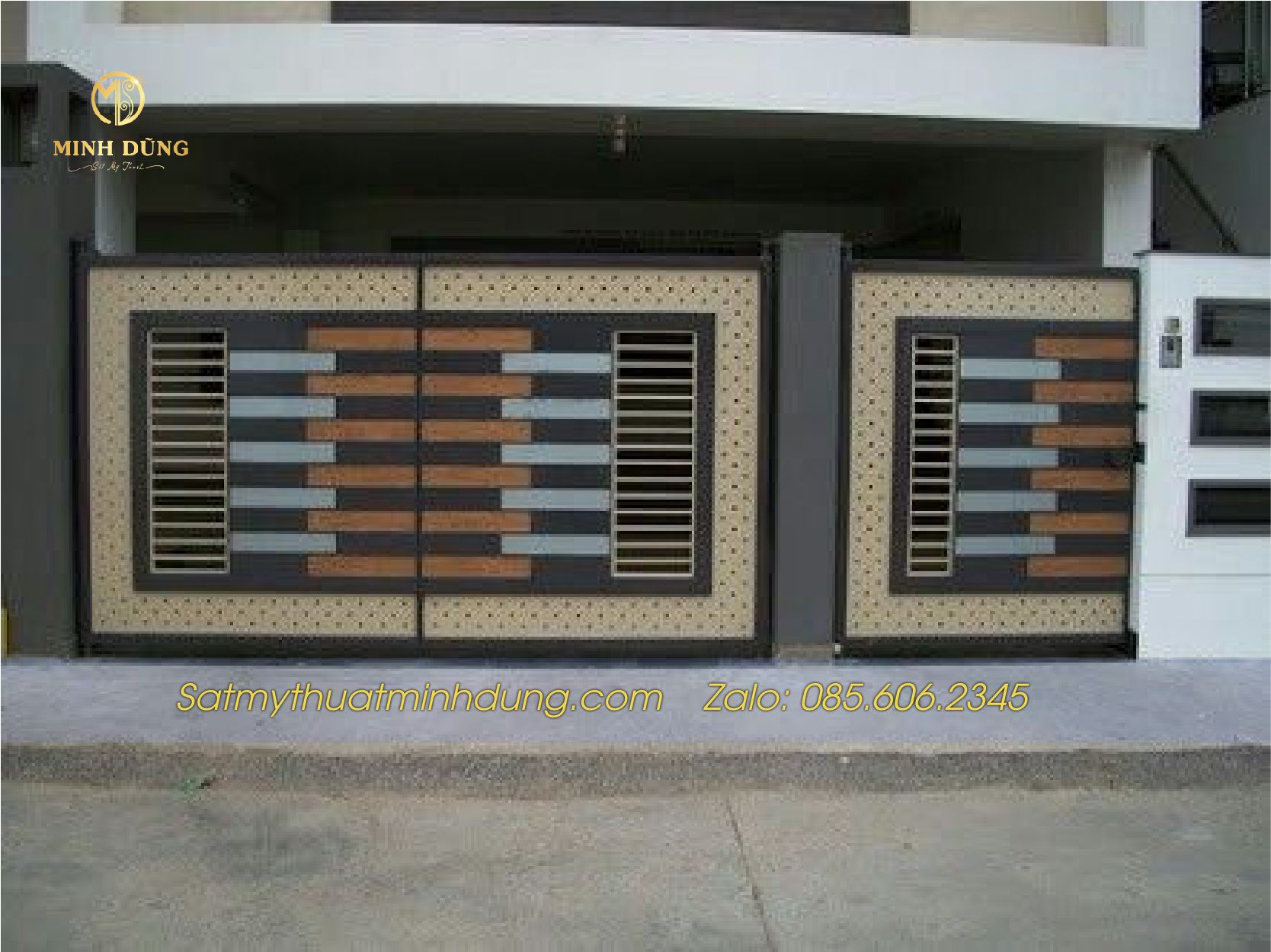 Mẫu cổng sắt giả gỗ CNC 10